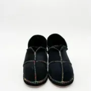 Picture of Sheepskin Slipper | Indigo / Rainbow thread | Size 7