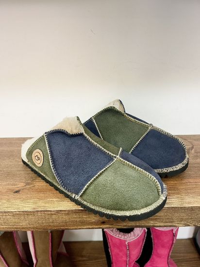 Picture of Sheepskin Mules |  moss/slate | Size 8